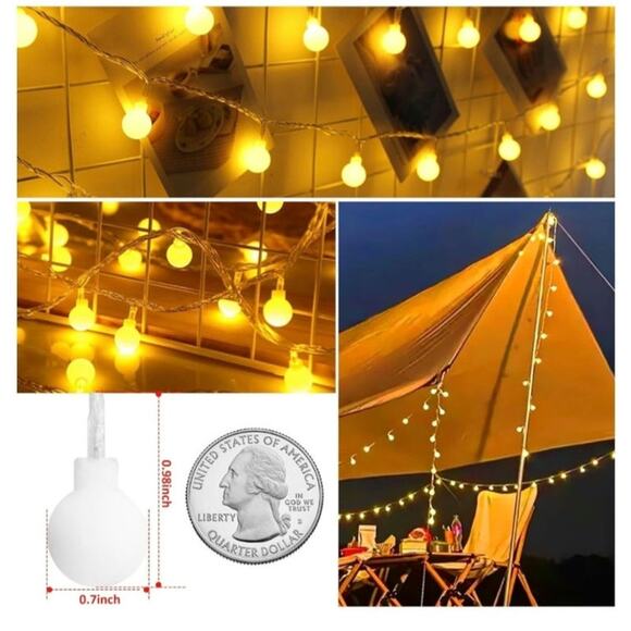 Battery Operated LED String Lights 2-Pack 26FT 60LED 8 Mode Waterproof W/ Remote - Picture 2 of 8